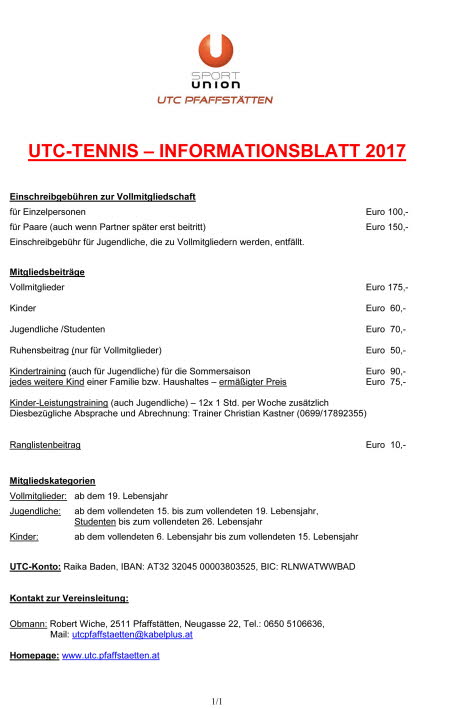 Informationsblatt UTC 2017